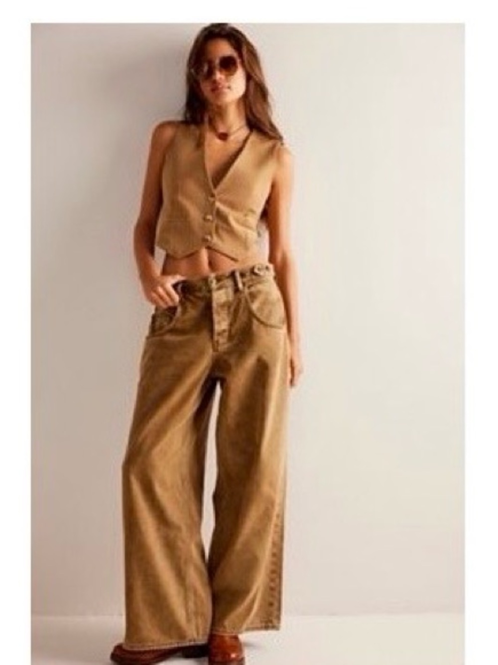 We The Free Wide-Leg Button-fly Jeans in Rocky Road